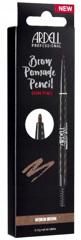 Помада-карандаш для бровей Ardell Brow Pomade Pencil с тонким наконечником и щёточкой, 0,12 г, оттенок Medium Brown
