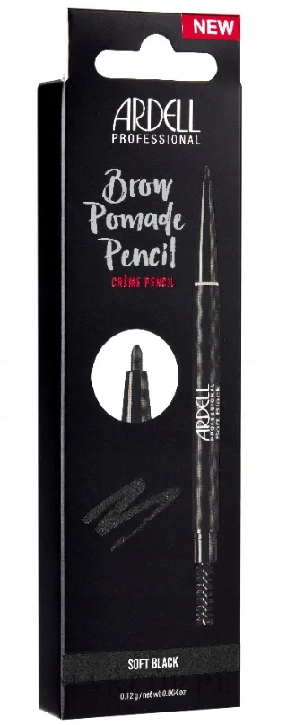 Помада-карандаш для бровей Ardell Brow Pomade Pencil с тонким наконечником и щёточкой, 0,12 г, оттенок Soft Black