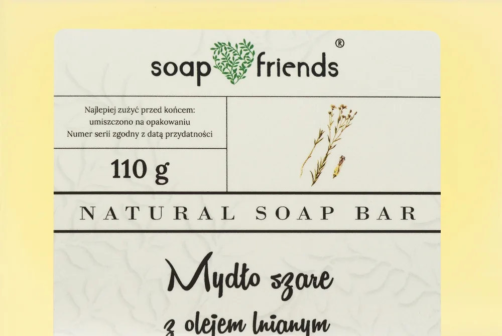 Мыло глицериновое Soap&Friends серое с льняным маслом, 110 г