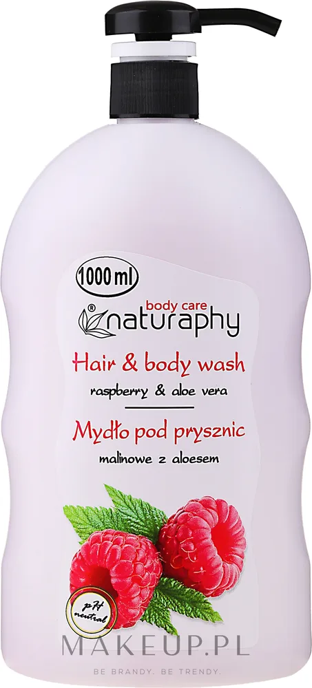 Мыло для душа для волос и тела Naturaphy Raspberry & Aloe Vera с малиной и алоэ вера, 1000 мл