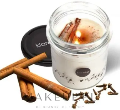 Klareko Cinnamon & Clove / Ароматическая свеча из соевого воска, корица и гвоздика, 80 г