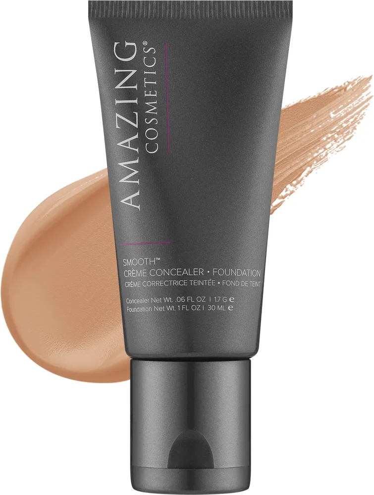 Тональное средство и консилер Amazing Cosmetics Smooth Creme Concealer Foundation Duo кремовый 2 в 1, 30 мл, оттенок Medium Beige