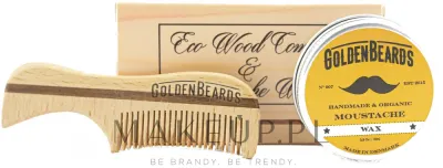 Набор для усов Golden Beards воск для усов и деревянный гребень с маслом ши и арганой 15 мл