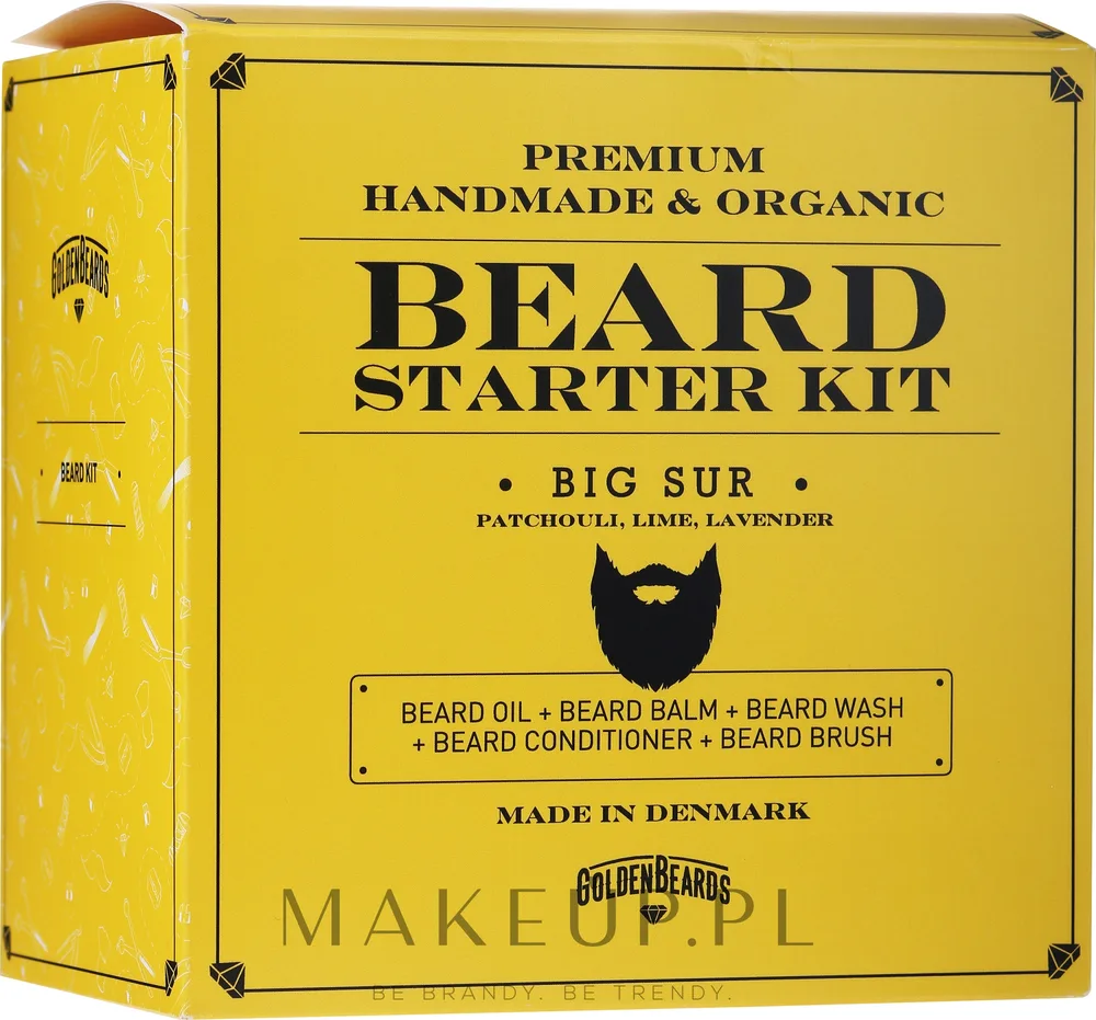 Набор для бороды Golden Beards Big Sur бальзам масло шампунь кондиционер и щетка 60+30+2x100 мл