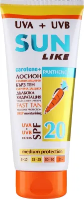 Sun Like Sunscreen Lotion Panthenol — солнцезащитный бальзам для тела с пантенолом SPF 20, 200 мл
