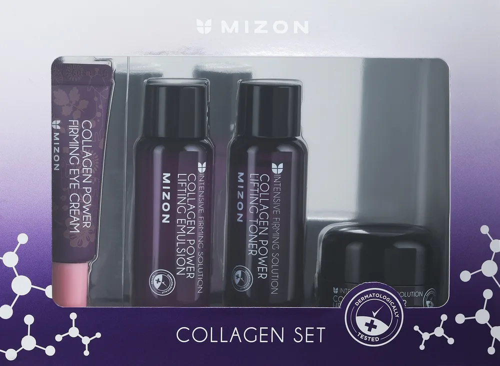 Набор миниатюр Mizon Collagen тоник эмульсия сыворотка и кремы с коллагеном и пептидом