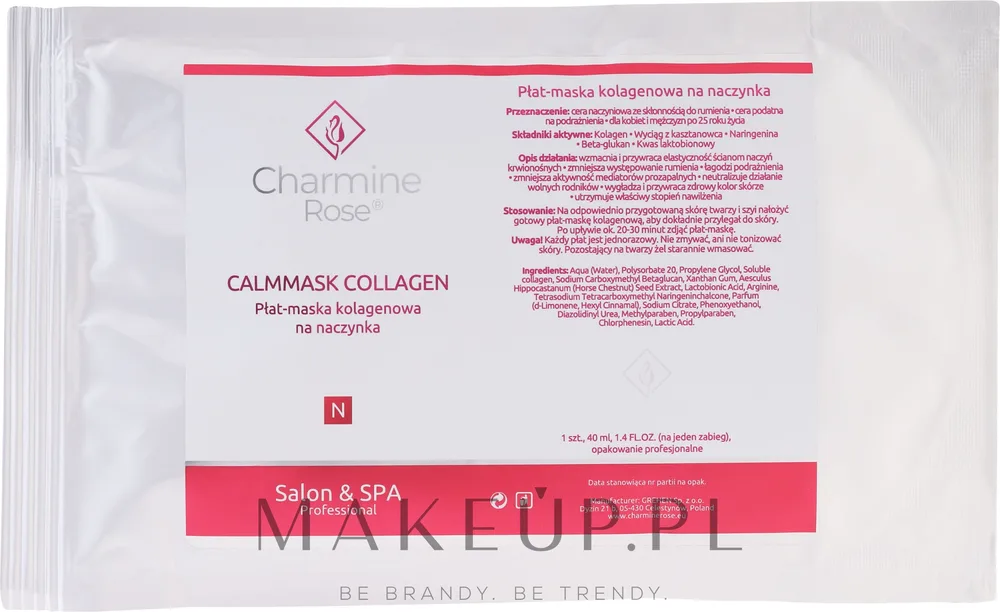 Charmine Rose Calmmask Collagen — коллагеновая маска для лица против сосудистых сеточек, 40 мл