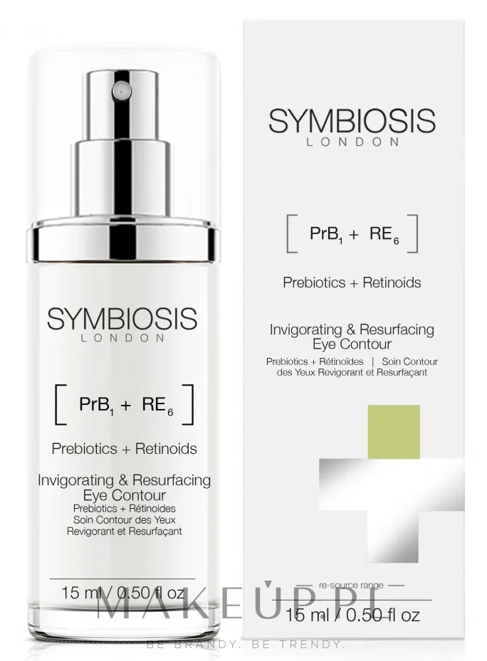 Сыворотка для области вокруг глаз Symbiosis London Invigorating & Resurfacing с пребиотиками ретиноидами и маслом ши для зрелой кожи 15 мл