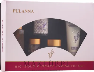 Набор Pulanna Bio-Gold & Grape молочко тоник кремы и гель для глаз с золотом виноградом и женьшенем