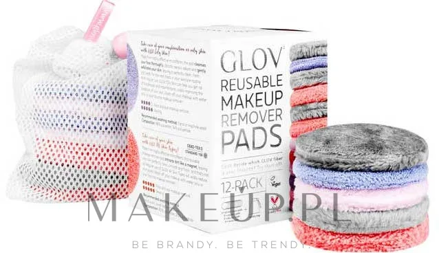 Набор многоразовых дисков для снятия макияжа Glov Reusable Make-Up Removal Pads для всех типов кожи, 12 шт. + мешочек