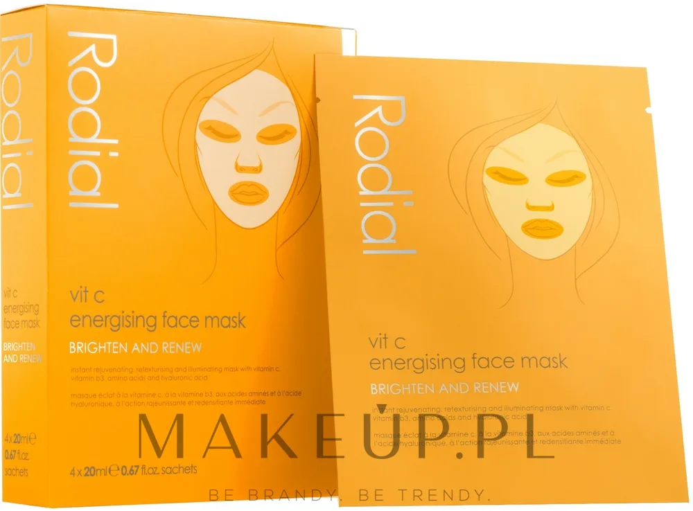 Rodial Vit C Energizing Face Mask — тонизирующая тканевая маска для лица с витамином C, 20 мл (4 шт.)