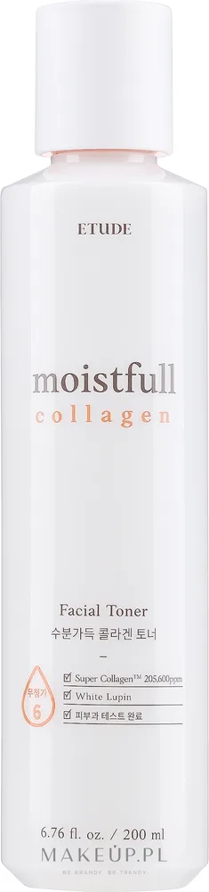 Тоник для лица Etude Moistfull Collagen Facial Toner коллагеновый, с белым люпином, 200 мл, Корея