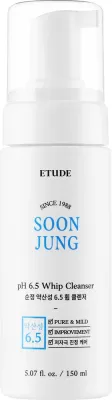 Etude Soon Jung pH 6.5 Whip Cleanser пенка для умывания чувствительной кожи лица с центеллой и зелёным чаем, 150 мл