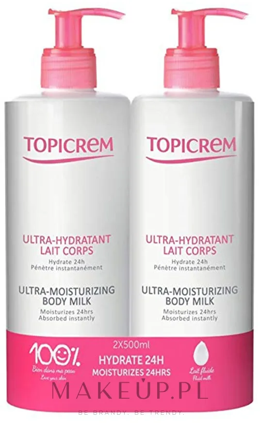 Набор Topicrem Ultra Hydratante ультраувлажняющая эмульсия для тела с мочевиной и скваланом 2x500 мл