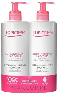 Набор Topicrem Ultra Hydratante ультраувлажняющая эмульсия для тела с мочевиной и скваланом 2x500 мл