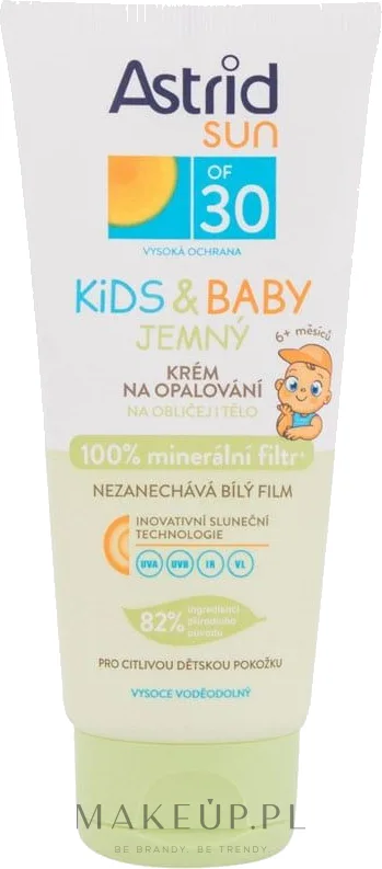Astrid Sun Kids&Baby Soft Sun Body Lotion SPF30 — водостойкий солнцезащитный бальзам для лица и тела для детей SPF 30, 100 мл