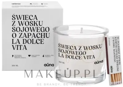 Auna La Dolce Vita / Соевая ароматическая свеча с деревянным фитилём, мандарин и ваниль, 250 мл