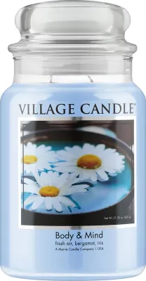 Village Candle Spa Body & Mind / Ароматическая свеча в банке, бергамот, мандарин и роза, 602 г