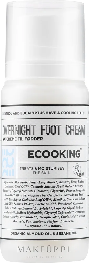 Крем для ног Ecooking Overnight Foot Cream ночной, с мочевиной 15% и молочной кислотой, 100 мл