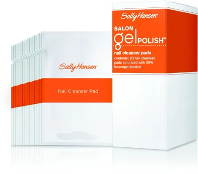 Салфетки для очищения ногтей Sally Hansen Salon Gel Polish Nail Cleanser для подготовки и завершения маникюра, 20 шт