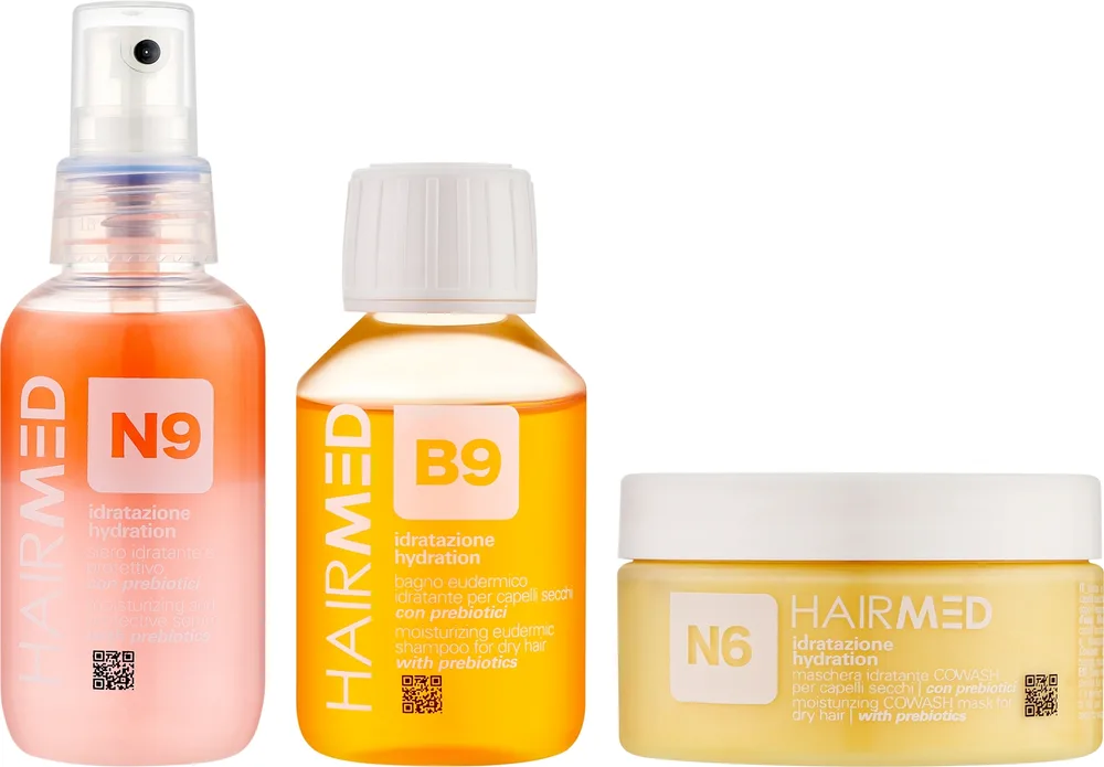 Дорожный набор Hairmed для сухих волос шампунь спрей и маска с кератином и пробиотиком 3x100 мл