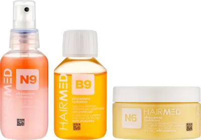 Дорожный набор Hairmed для сухих волос шампунь спрей и маска с кератином и пробиотиком 3x100 мл