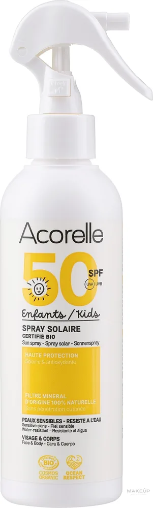 Спрей для тела Acorelle Natur Sun Spray Solaire SPF 50 детский с прополисом 150 мл