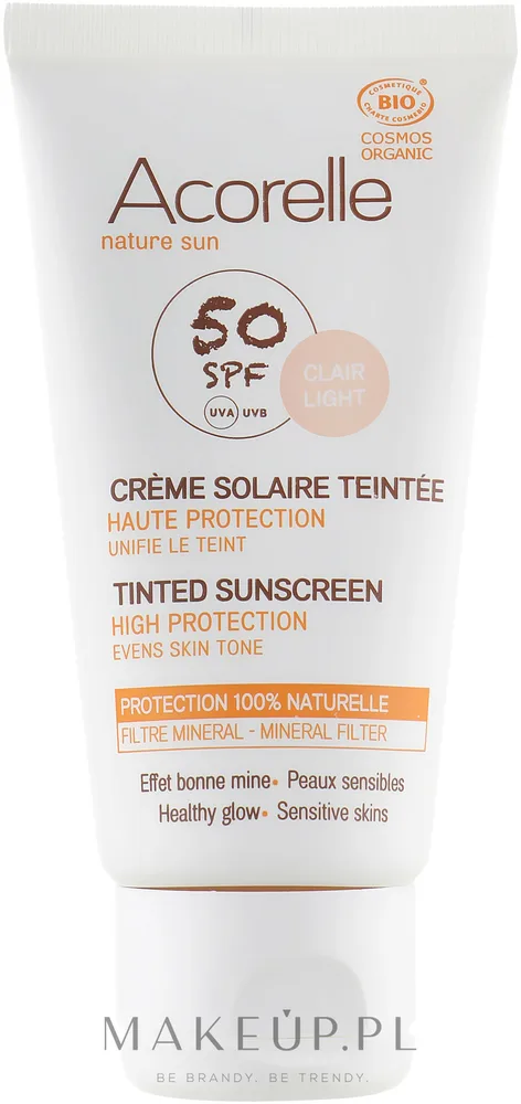 Тонирующий солнцезащитный крем для лица Acorelle Nature Sun SPF 50 50 мл, оттенок Light