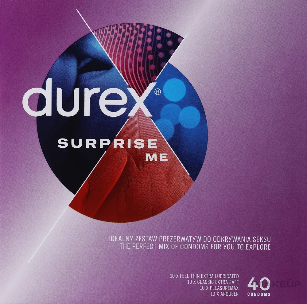 Набор презервативов Durex Surprise Me Mix ассорти из натурального латекса 40 шт