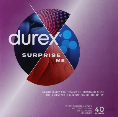 Набор презервативов Durex Surprise Me Mix ассорти из натурального латекса 40 шт