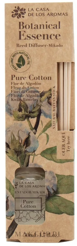 Аромадиффузор для дома La Casa de Los Aromas Botanical Essence Reed Diffuser Pure Cotton 50 мл и