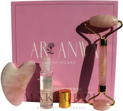 Набор ARI ANWA Skincare The Glow Kit Rose розовая вода 10 мл роллер из розового кварца и скребок гуаша