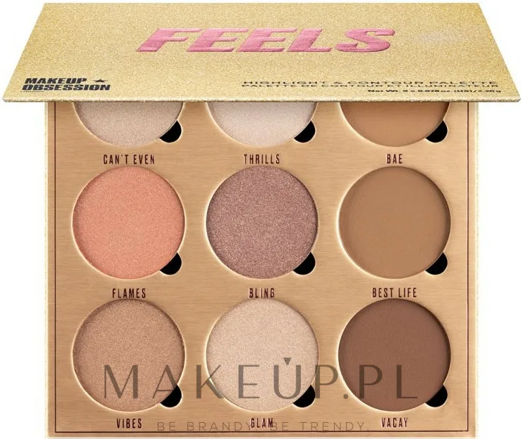 Палетка для контуринга и хайлайтеров Makeup Obsession Feels Highlight & Contour Palette