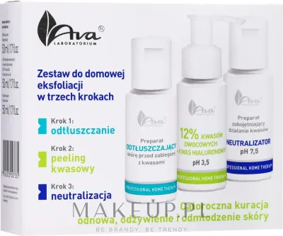 AVA Laboratorium AVA Laboratorium Professional Home Therapy (lot/50 мл + peeling/50 мл + neutrolizer/50 мл) - Набор для пилинга AVA Professional Home Therapy обезжириватель кислотный пилинг и нейтрализатор 3x50 мл