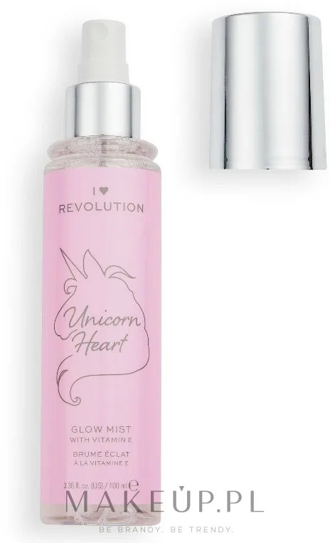 Спрей для фиксации макияжа I Heart Revolution Unicorn Heart Glow Mist Setting Spray с эффектом сияния, с ароматом ванили, 100 мл