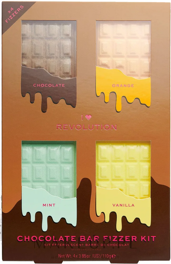 Набор бомбочек для ванны I Heart Revolution Chocolate Bar шоколад ваниль мята и апельсин 4 x 110 г