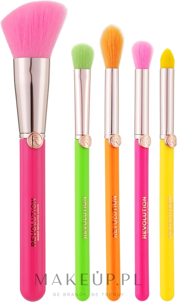 Набор кистей для макияжа Makeup Revolution Neon Heat Brush Set 5 шт. с косметичкой