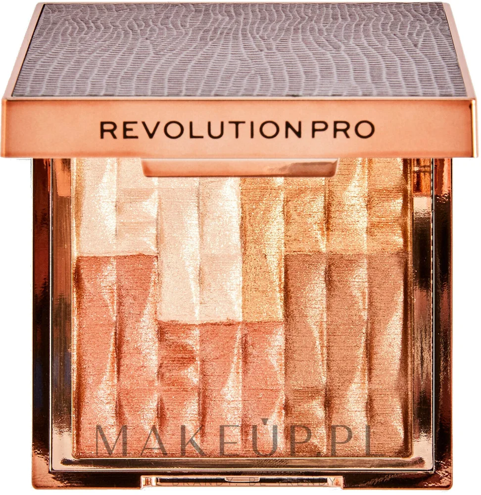 Makeup Revolution Paleta bronzerów i rozświetlaczy - Палетка бронзеров и хайлайтеров Revolution Pro Goddess Glow Shimmer Brick Bronzer, оттенок Sublime