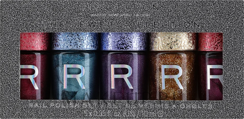 Набор лаков для ногтей Makeup Revolution Jewel Collection голографические 5 оттенков 5x10 мл