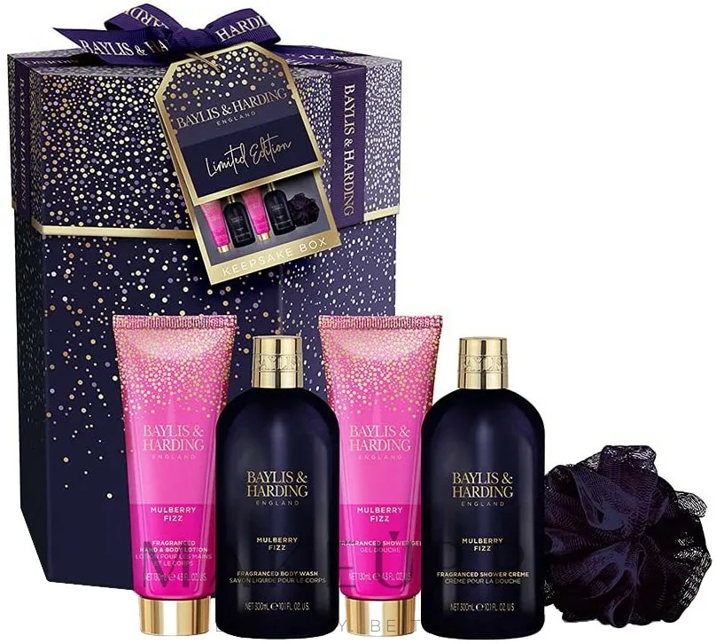 Набор Baylis & Harding Mulberry Fizz мыло для тела крем для душа лосьон гель для душа и мочалка 5 предметов
