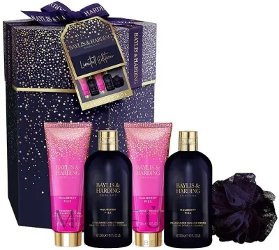 Набор Baylis & Harding Mulberry Fizz мыло для тела крем для душа лосьон гель для душа и мочалка 5 предметов