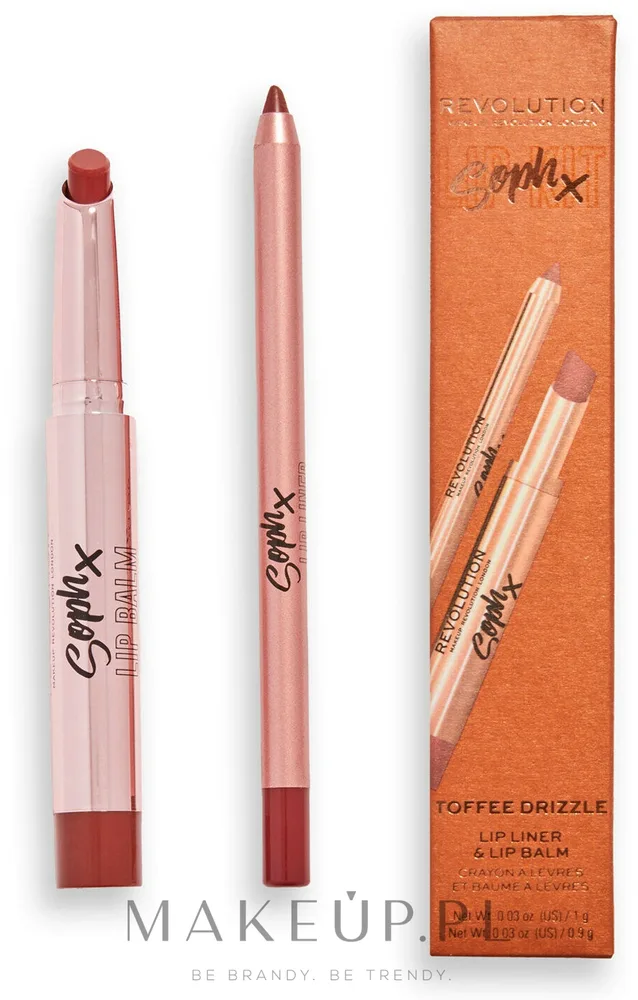 Набор для губ Makeup Revolution X Soph контурный карандаш и бальзам с маслом ши и какао 1+0.9 г, оттенок Toffee Drizzle