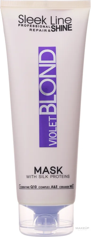 Маска для волос Stapiz Sleek Line для светлых волос, холодный оттенок, фиолетовый пигмент, протеины шёлка, керамиды, 1000 мл