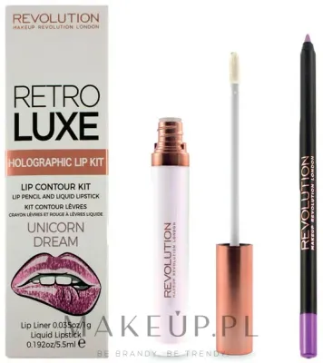 Набор для губ Makeup Revolution Retro Luxe Holographic карандаш для губ 1 г и жидкая матовая помада 5.5 мл