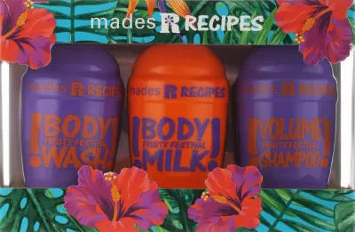 Набор Recipes Fruity Festival шампунь гель для душа и молочко для тела с фруктовыми экстрактами 3x100 мл