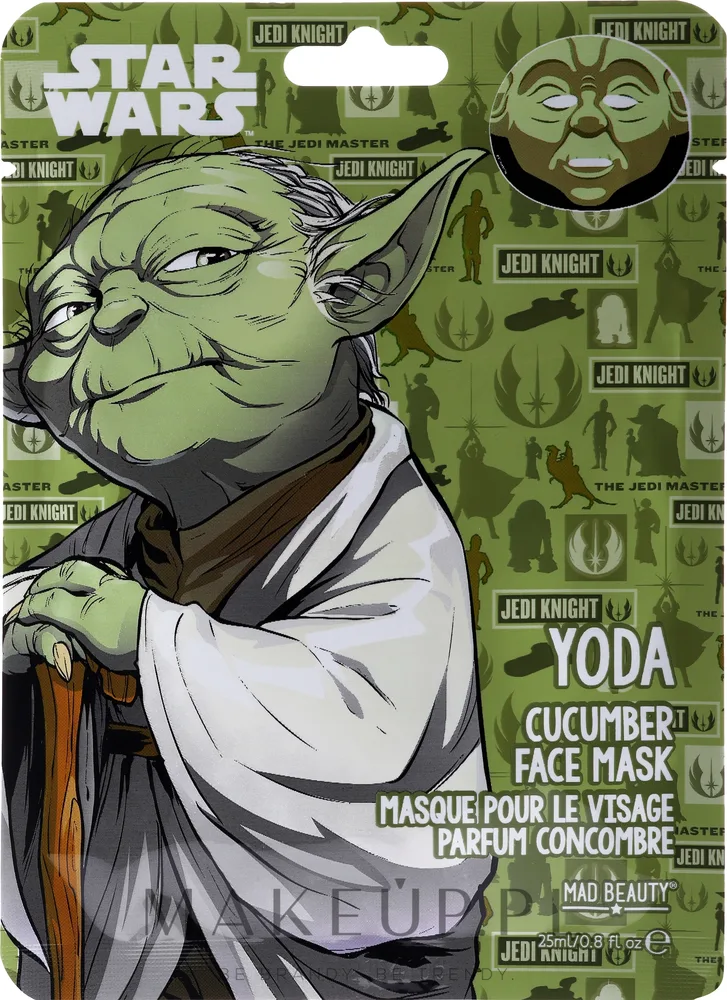 Mad Beauty Star Wars Yoda Facial Mask — успокаивающая тканевая маска для лица с экстрактом огурца, 25 мл