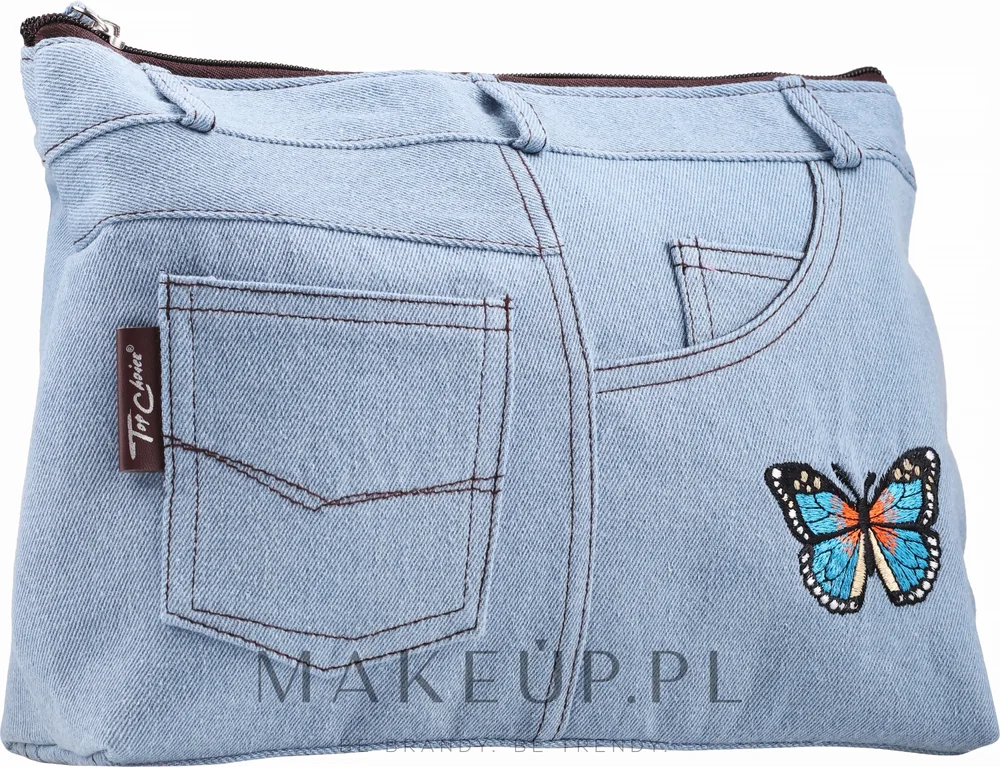 Косметичка Top Choice Motifs 94774 деним голубая с бабочкой 31х21,5х8,5 см