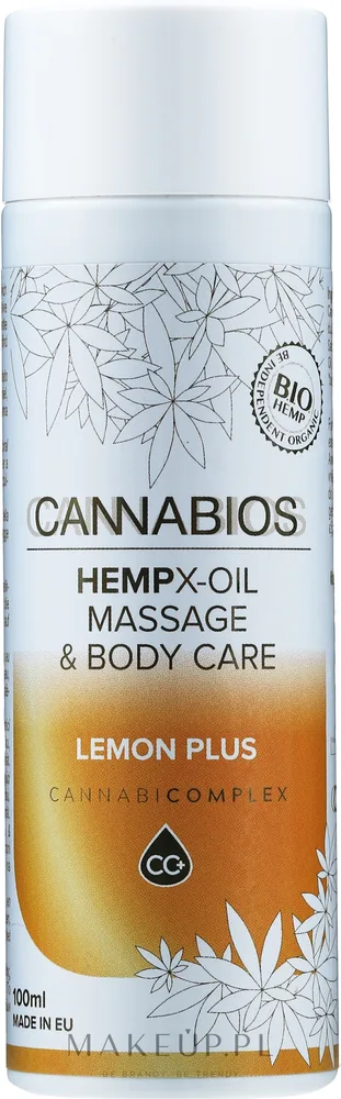 Массажное масло для тела Cannabios Hempx-Oil Lemon Plus с лимоном и маслом конопли