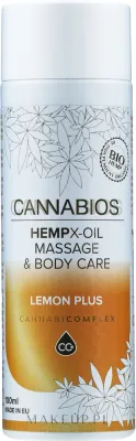 Массажное масло для тела Cannabios Hempx-Oil Lemon Plus с лимоном и маслом конопли