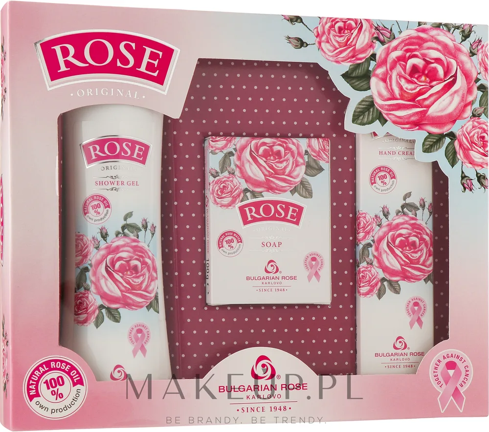 Подарочный набор Bulgarian Rose Rose крем для рук гель для душа и мыло с розовой водой 50+200 мл+100 г